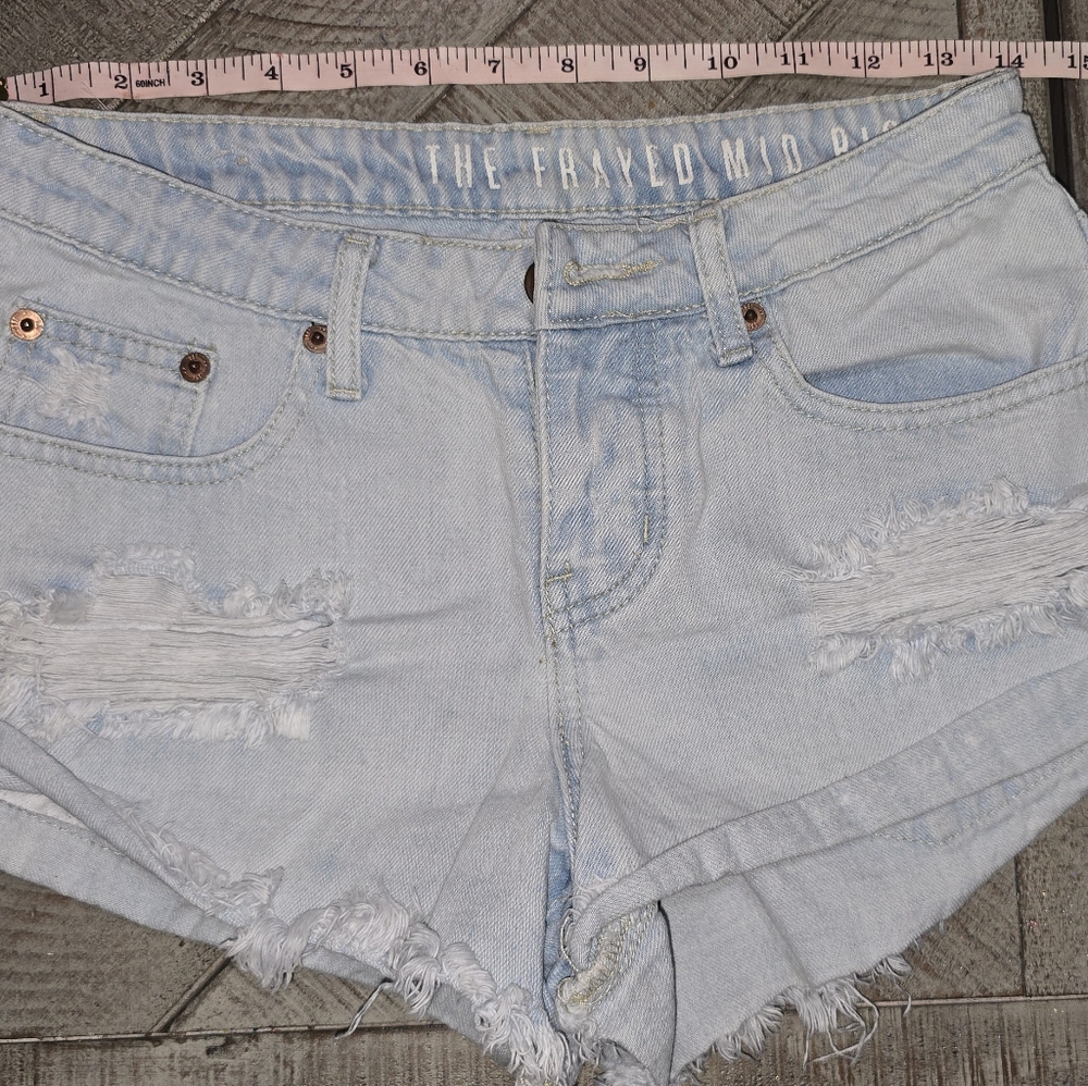 Nineteen 91 The Frayed Mid Rise Denim Shorts